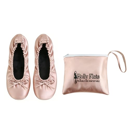 Rolly Flats-Women's Foldable Ballet Flats, Travel & Wedding Shoes, Fit in Your Purse-Rose Gold