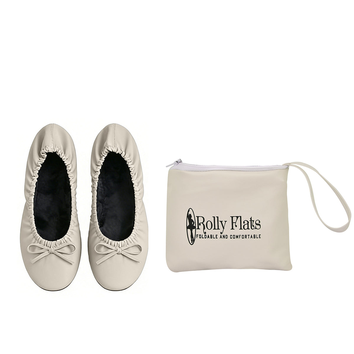 Rolly Flats-Women's Foldable Ballet Flats, Travel & Wedding Shoes, Fit in Your Purse-Pearl White