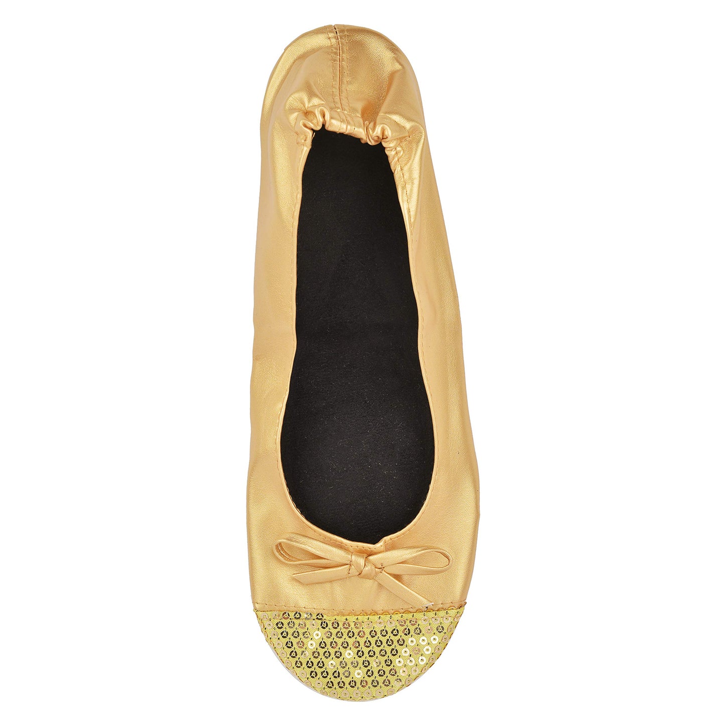 Rolly Flats-Women's Foldable Ballet Flats, Travel & Wedding Shoes, Fit in Your Purse-Gold Sequin Tip
