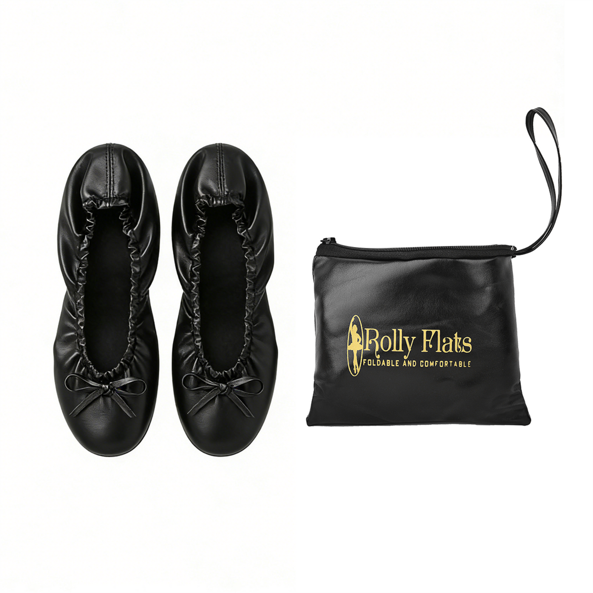 Rolly Flats-Women's Foldable Ballet Flats, Travel & Wedding Shoes, Fit in Your Purse-Black