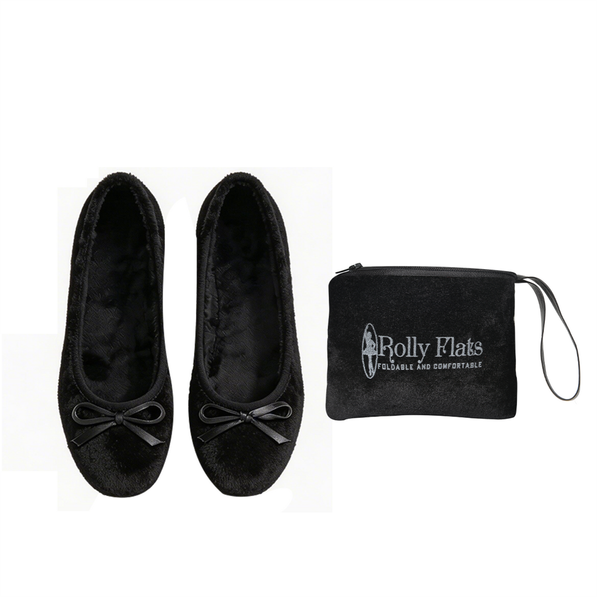 Rolly Flats-Women's Foldable Ballet Flats, Travel & Wedding Shoes, Fit in Your Purse-Black Velvet