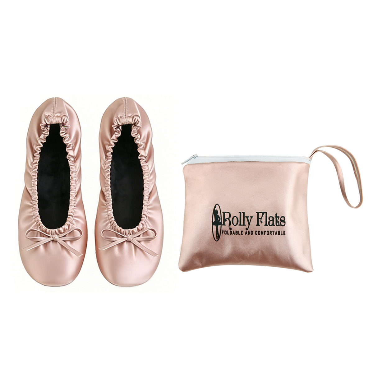 Rolly Flats-Women's Foldable Ballet Flats, Travel & Wedding Shoes, Fit in Your Purse + Tote-Rose Gold