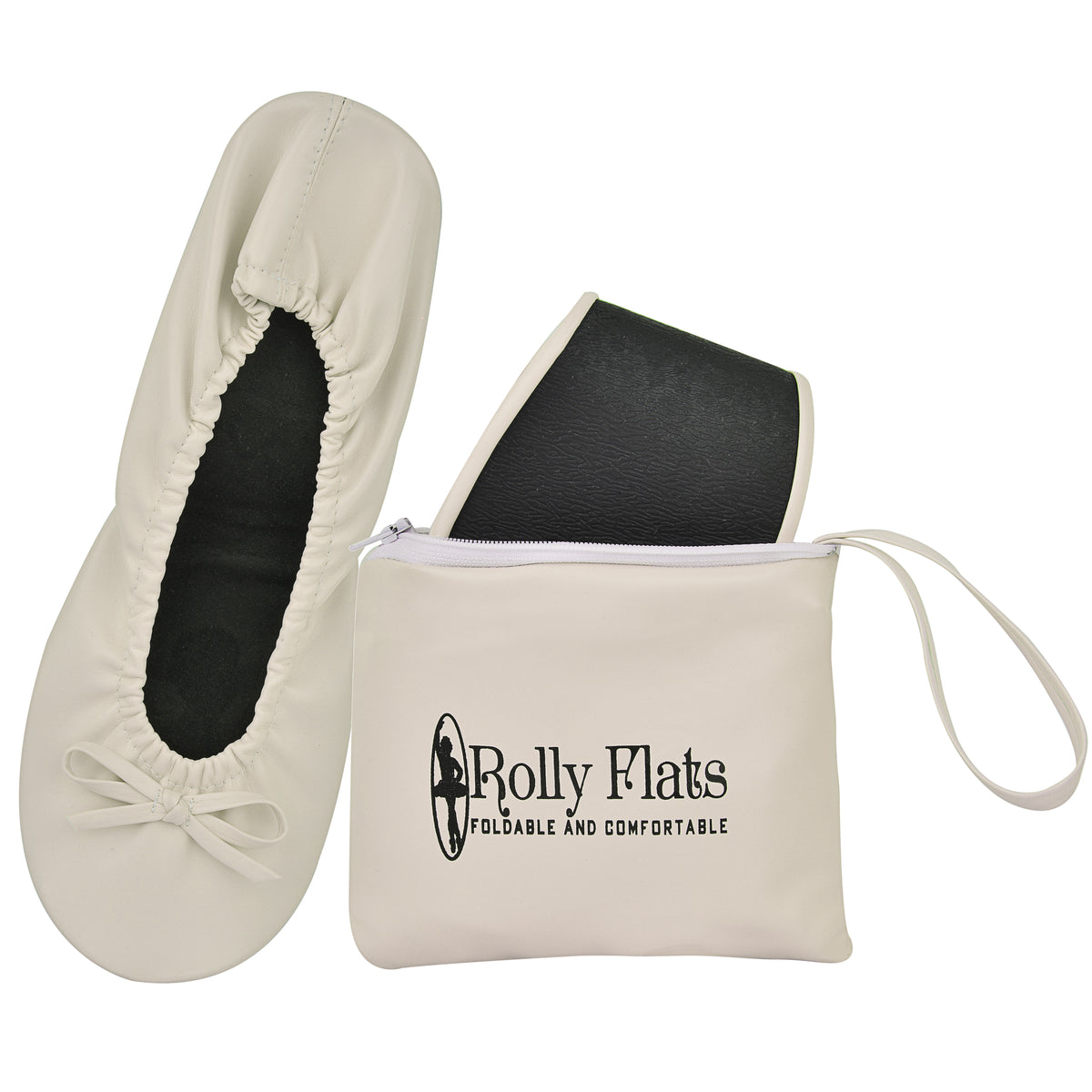 Rolly Flats-Women's Foldable Ballet Flats, Travel & Wedding Shoes, Fit in Your Purse-Pearl White
