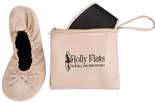 Rolly Flats-Women's Foldable Ballet Flats, Travel & Wedding Shoes, Fit in Your Purse-Nude