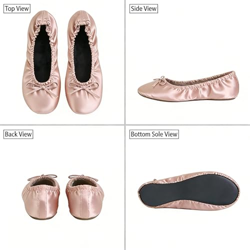 Rolly Flats-Women's Foldable Ballet Flats, Travel & Wedding Shoes, Fit in Your Purse-Rose Gold