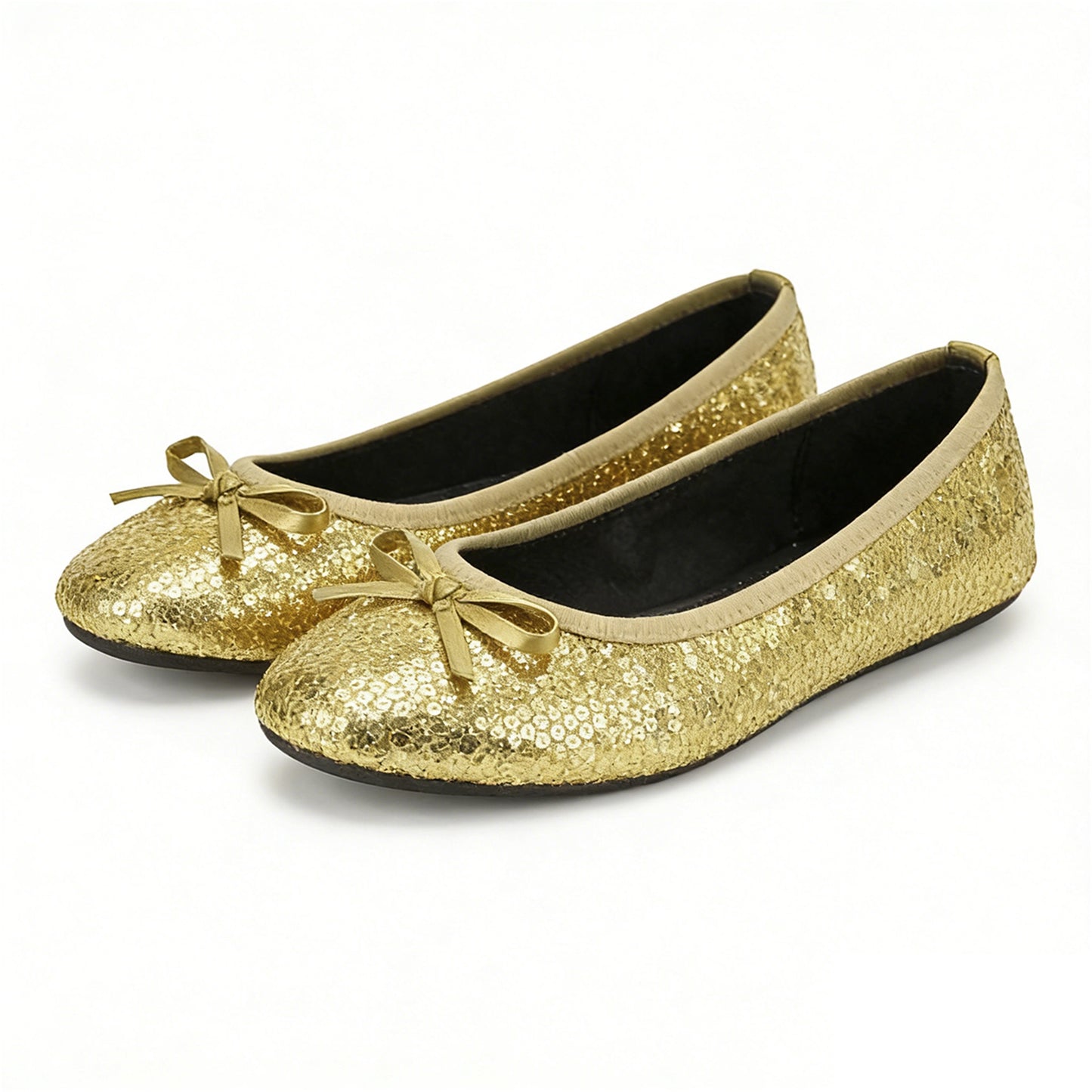 Rolly Flats-Women's Foldable Ballet Flats, Travel & Wedding Shoes, Fit in Your Purse-Gold Sequin