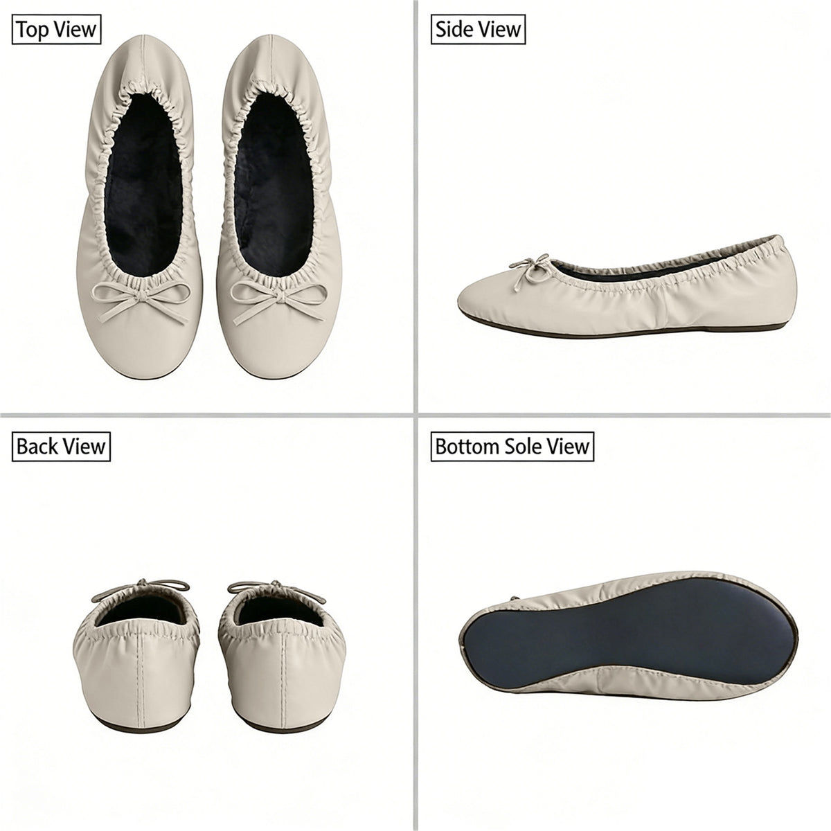 Rolly Flats-Women's Foldable Ballet Flats, Travel & Wedding Shoes, Fit in Your Purse-Pearl White