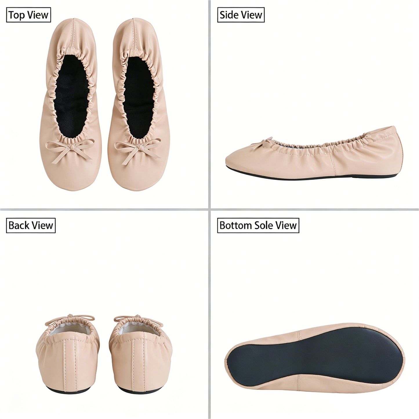Rolly Flats-Women's Foldable Ballet Flats, Travel & Wedding Shoes, Fit in Your Purse + Tote-Nude