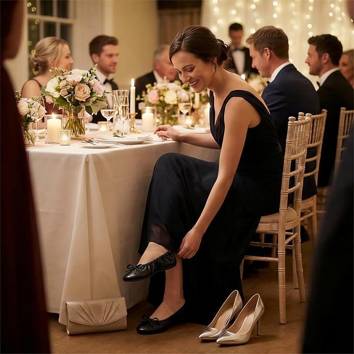 Rolly Flats-Women's Foldable Ballet Flats, Travel & Wedding Shoes, Fit in Your Purse-Black