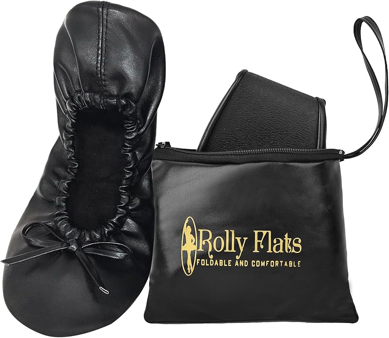 Rolly Flats-Women's Foldable Ballet Flats, Travel & Wedding Shoes, Fit in Your Purse-Black