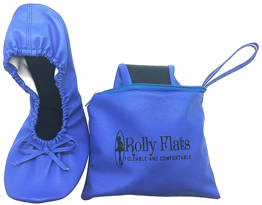 Rolly Flats-Women's Foldable Ballet Flats, Travel & Wedding Shoes, Fit in Your Purse-Blue