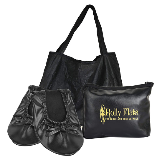 Rolly Flats-Women's Foldable Ballet Flats, Travel & Wedding Shoes, Fit in Your Purse + Tote-Black