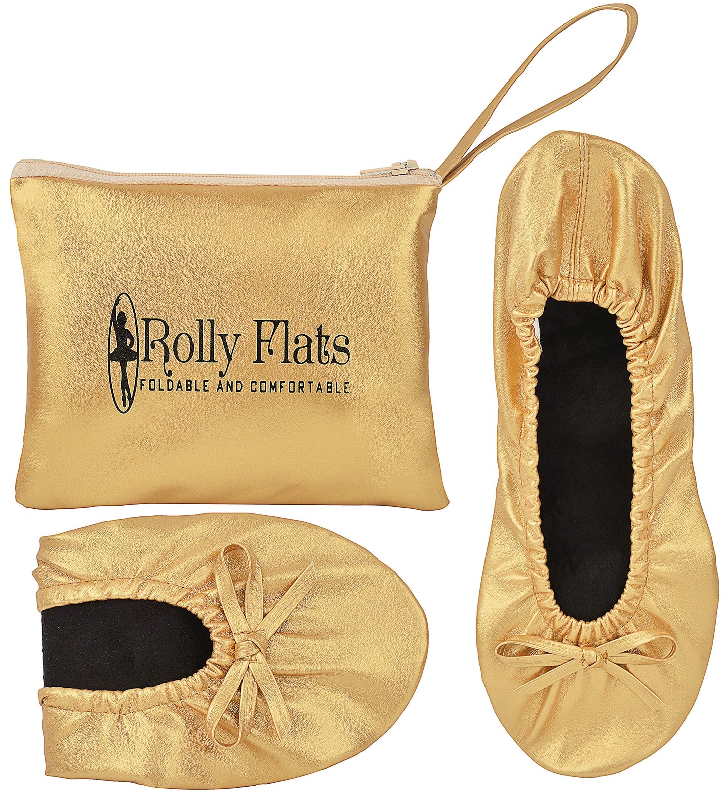 Rolly Flats-Women's Foldable Ballet Flats, Travel & Wedding Shoes, Fit in Your Purse-Gold