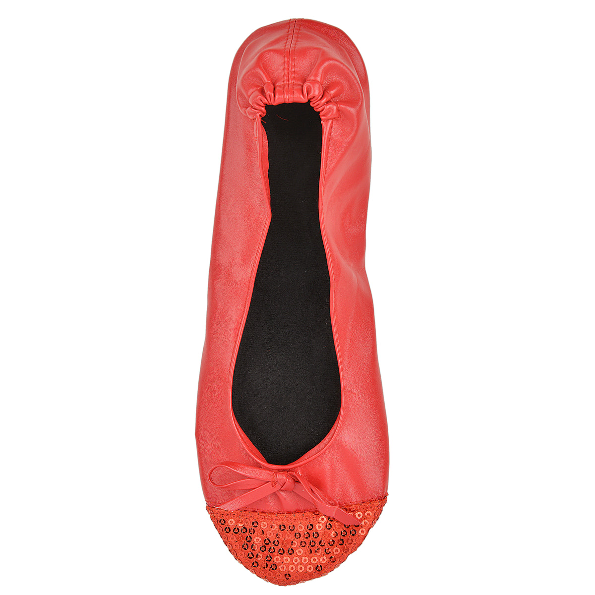 Rolly Flats-Women's Foldable Ballet Flats, Travel & Wedding Shoes, Fit in Your Purse-Red Sequin Tip
