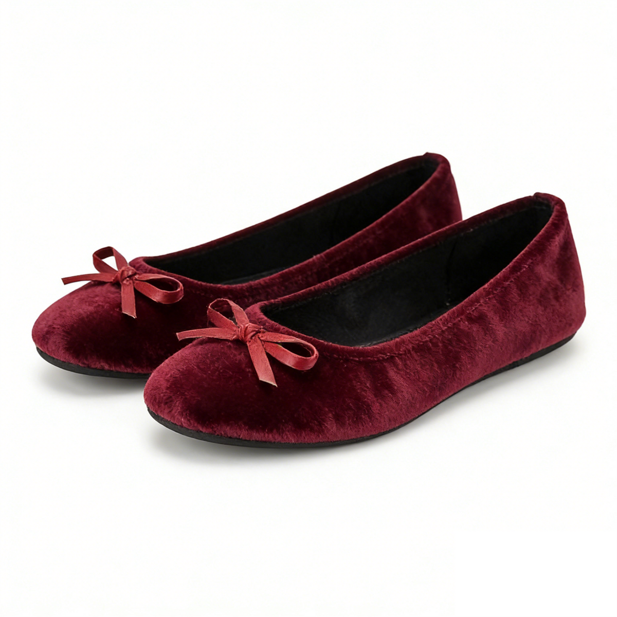 Rolly Flats-Women's Foldable Ballet Flats, Travel & Wedding Shoes, Fit in Your Purse-Burgundy Velvet