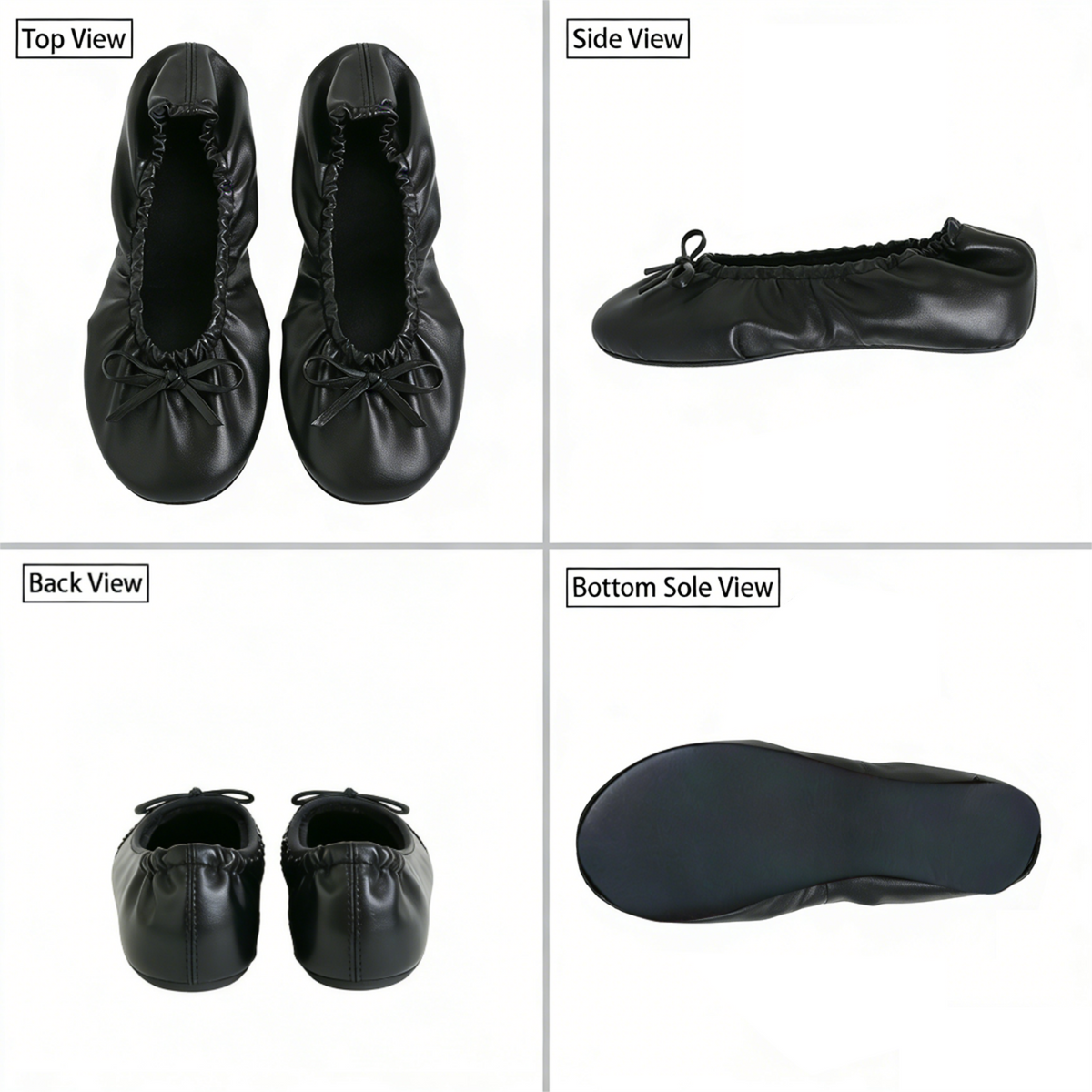 Rolly Flats-Kids's Portable Foldable Ballet Flats Shoes Pumps Roll Up Slippers with Travel Pouch Bag-Black