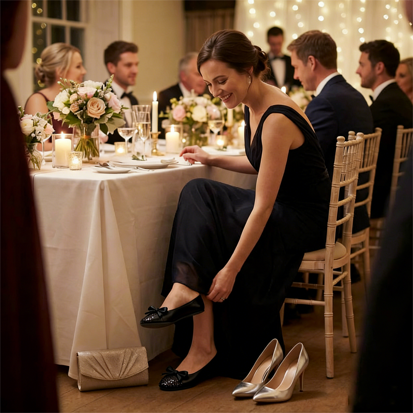 Rolly Flats-Women's Foldable Ballet Flats, Travel & Wedding Shoes, Fit in Your Purse-Black Sequin Tip