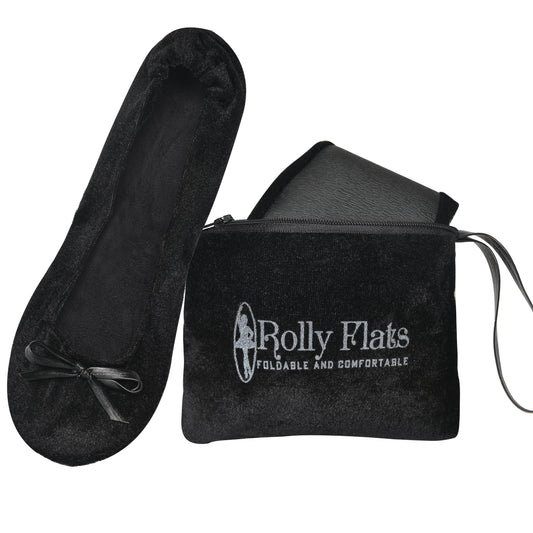 Rolly Flats-Women's Foldable Ballet Flats, Travel & Wedding Shoes, Fit in Your Purse-Black Velvet