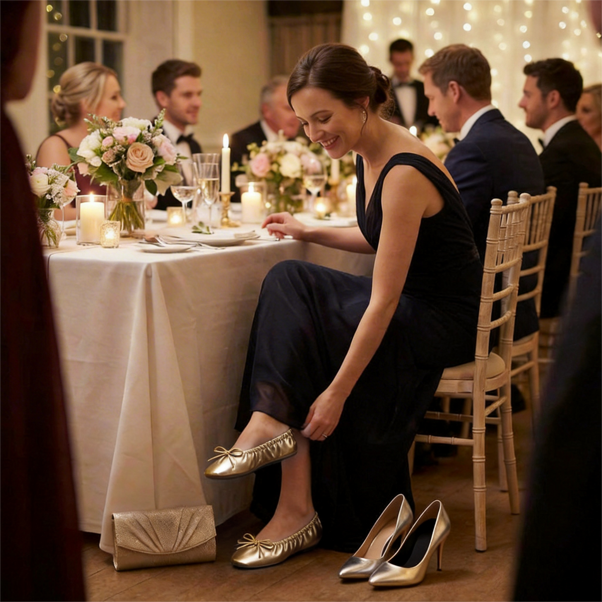 Rolly Flats-Women's Foldable Ballet Flats, Travel & Wedding Shoes, Fit in Your Purse-Champagne Gold (non elastic)