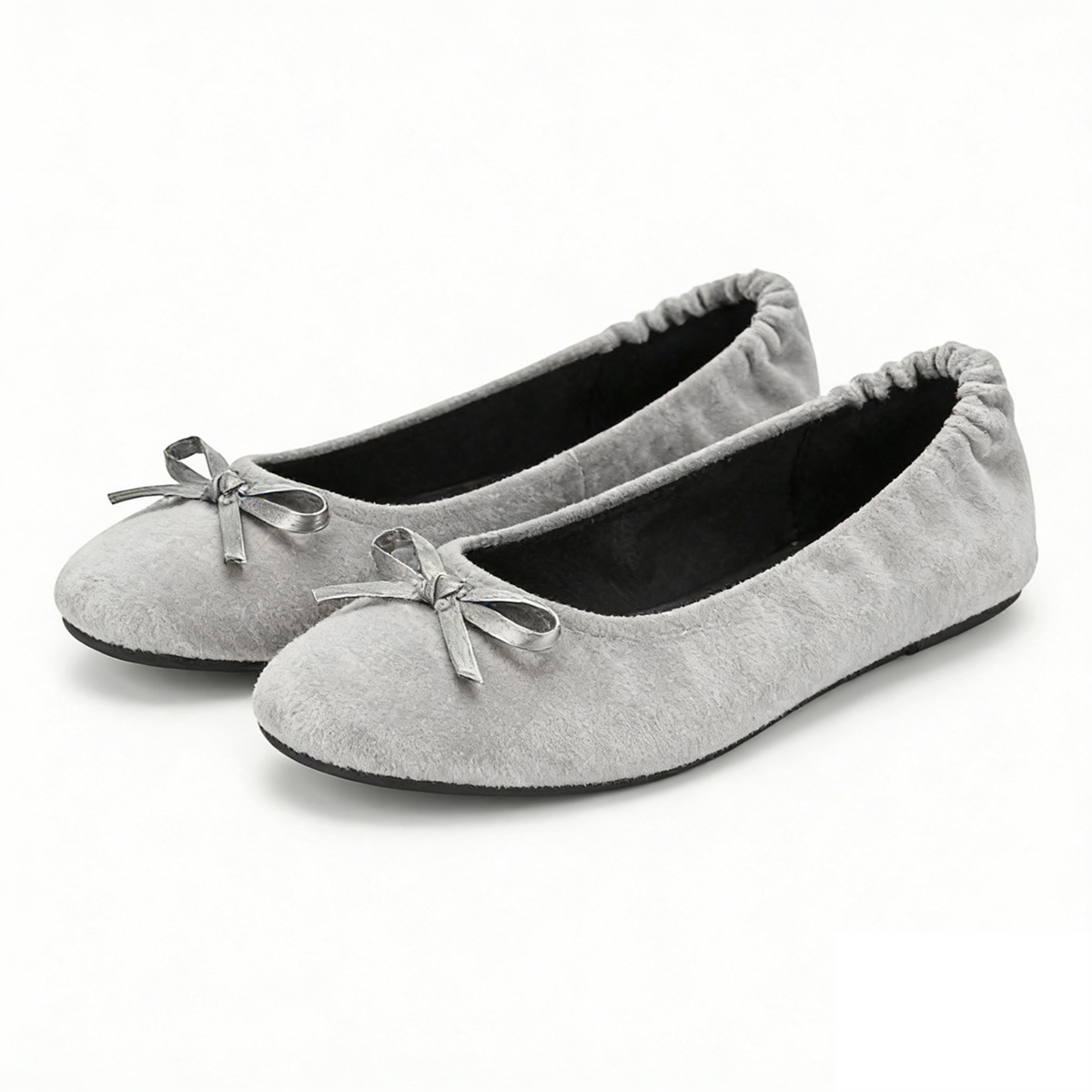 Rolly Flats-Women's Foldable Ballet Flats, Travel & Wedding Shoes, Fit in Your Purse-Light Grey Velvet