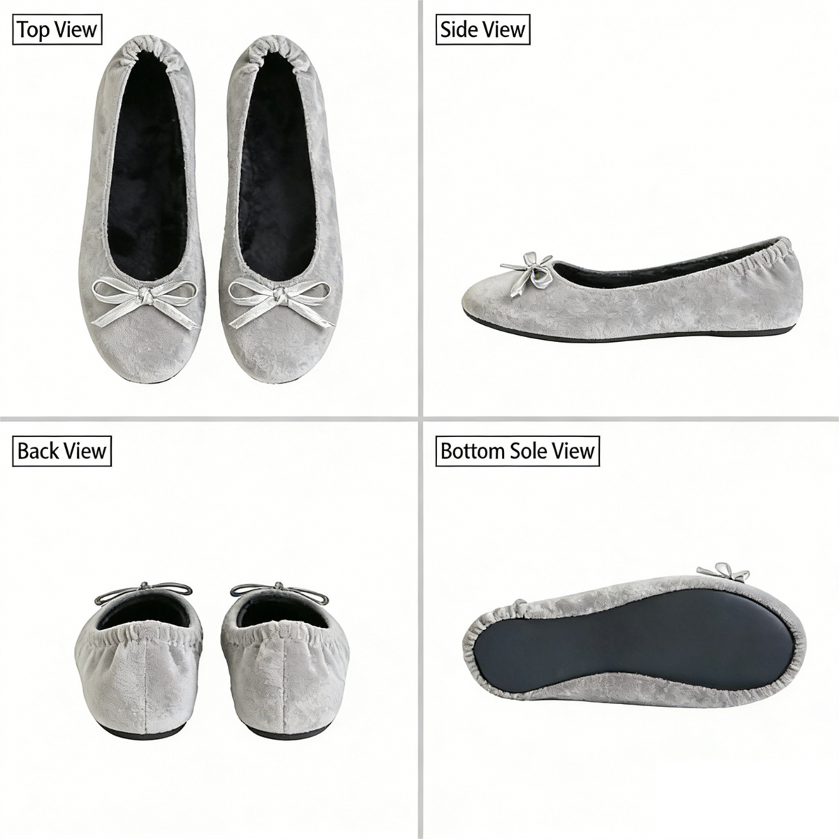 Rolly Flats-Women's Foldable Ballet Flats, Travel & Wedding Shoes, Fit in Your Purse-Light Grey Velvet