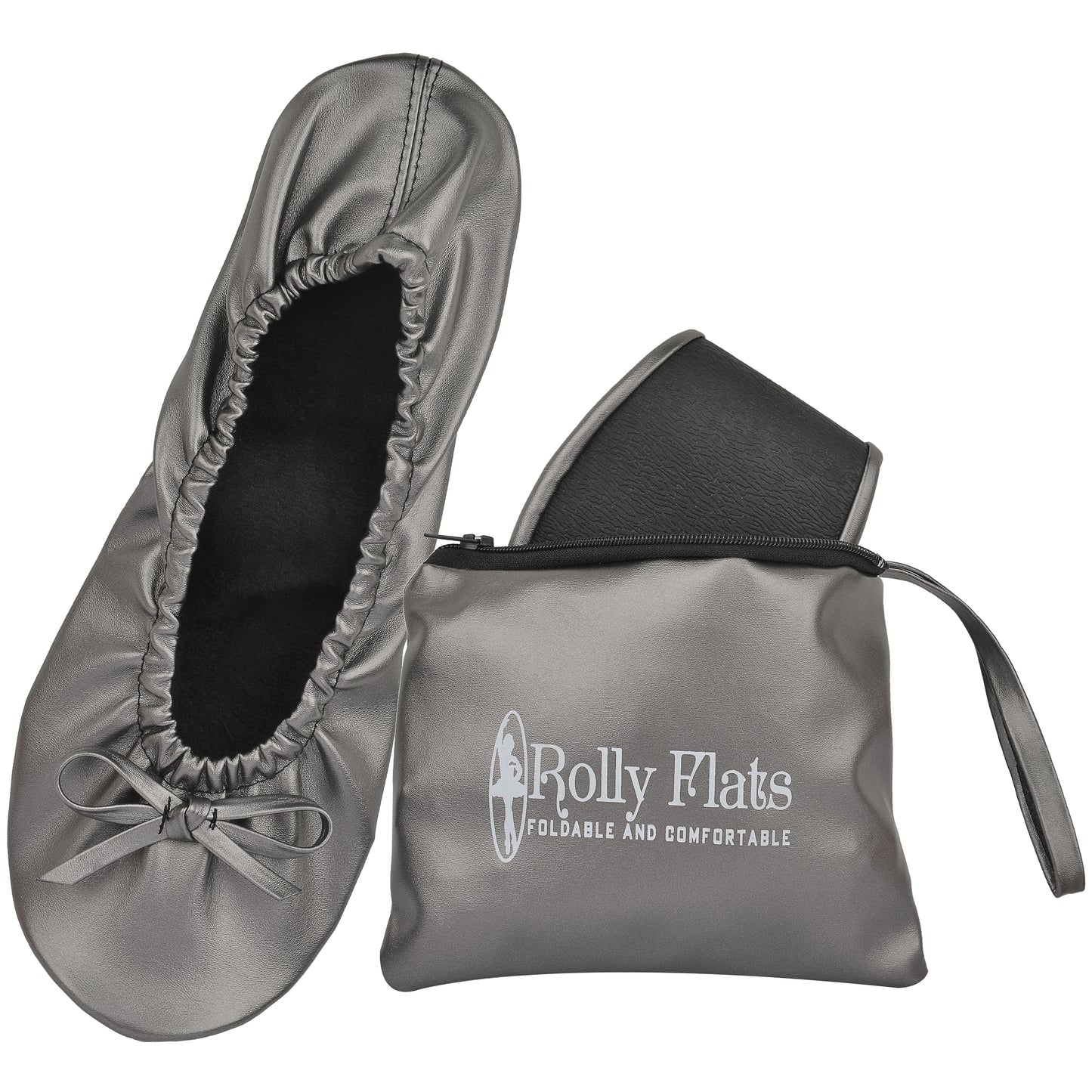 Rolly Flats-Women's Foldable Ballet Flats, Travel & Wedding Shoes, Fit in Your Purse-Space Grey