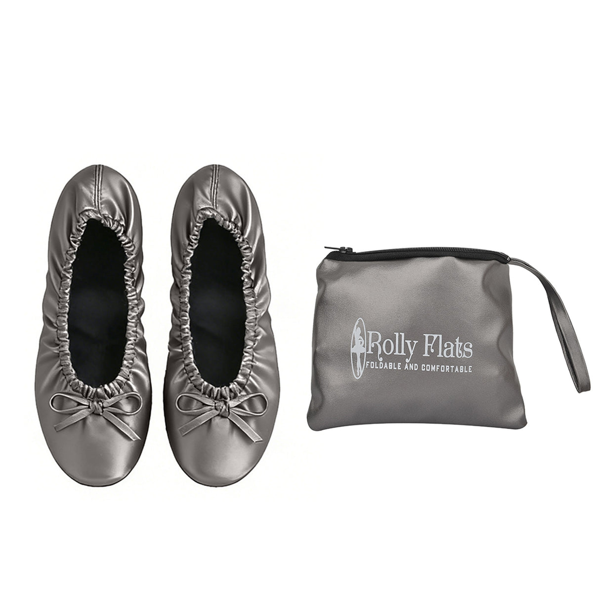 Rolly Flats-Women's Foldable Ballet Flats, Travel & Wedding Shoes, Fit in Your Purse-Space Grey
