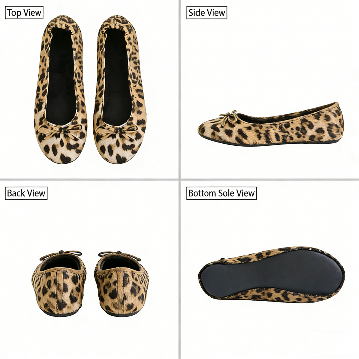Rolly Flats-Women's Foldable Ballet Flats, Travel & Wedding Shoes, Fit in Your Purse-Yellow Leopard